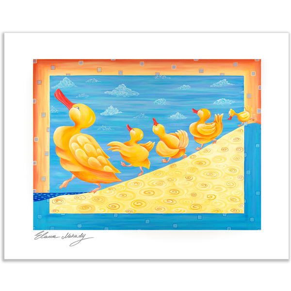 Dancing Quacks, Wall Art Paper Print