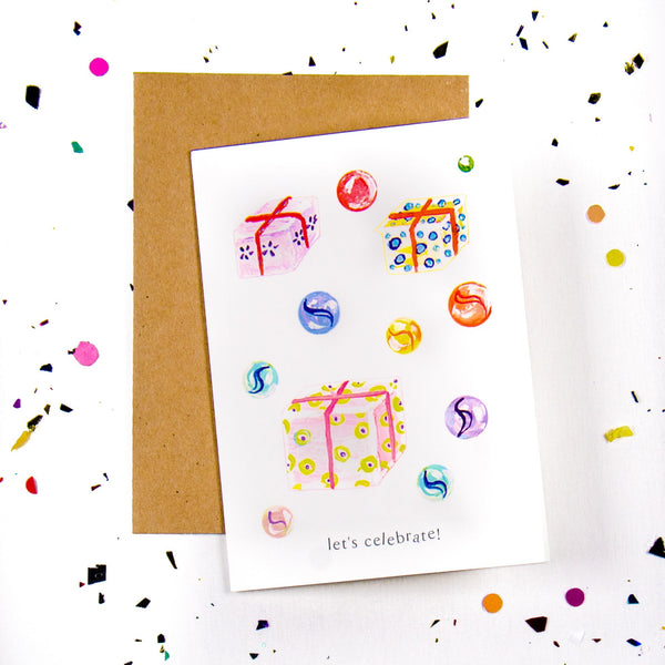 Let’s celebrate - Presents and Gifts Greeting Card