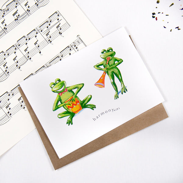 Harmony Frogs and Music - Greeting card 