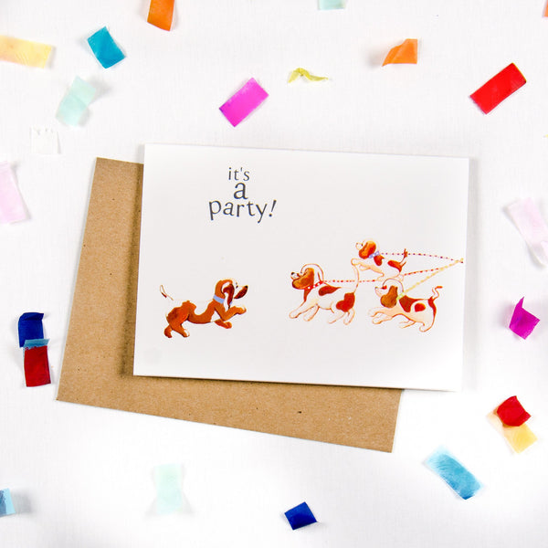 It’s a party Dog lovers Greeting card