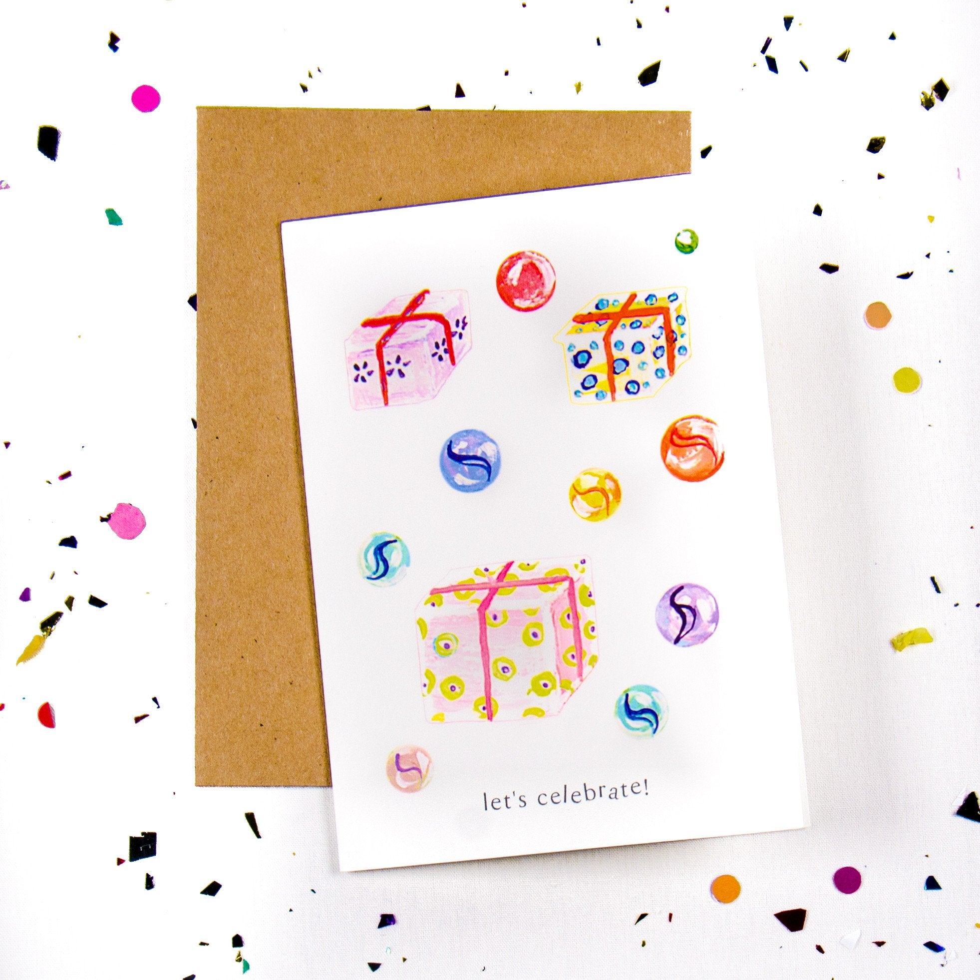 Let’s celebrate - Presents and Gifts Greeting Card