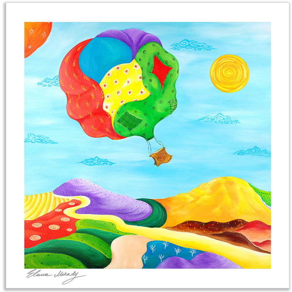 Patches Hot Air Balloon, Wall Art Paper Print