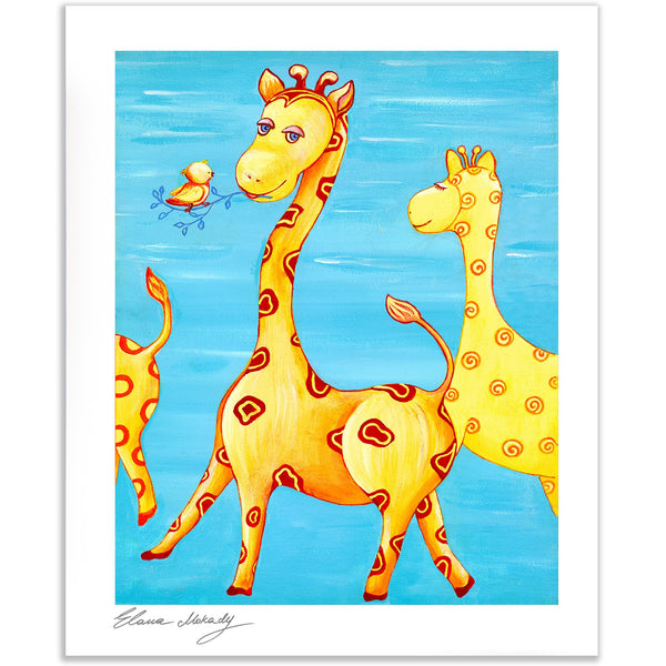 Giraffe Patterns, Paper Print Wall Art - Nursery Art
