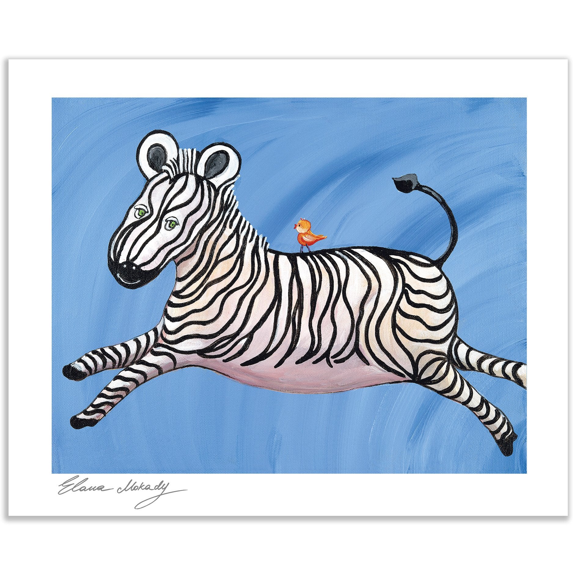 "Stripes" the Happy Zebra Paper Print Wall Art