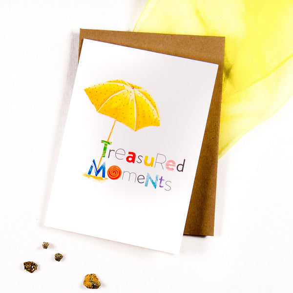 Treasured Moments Parasol on the Beach - Greeting card