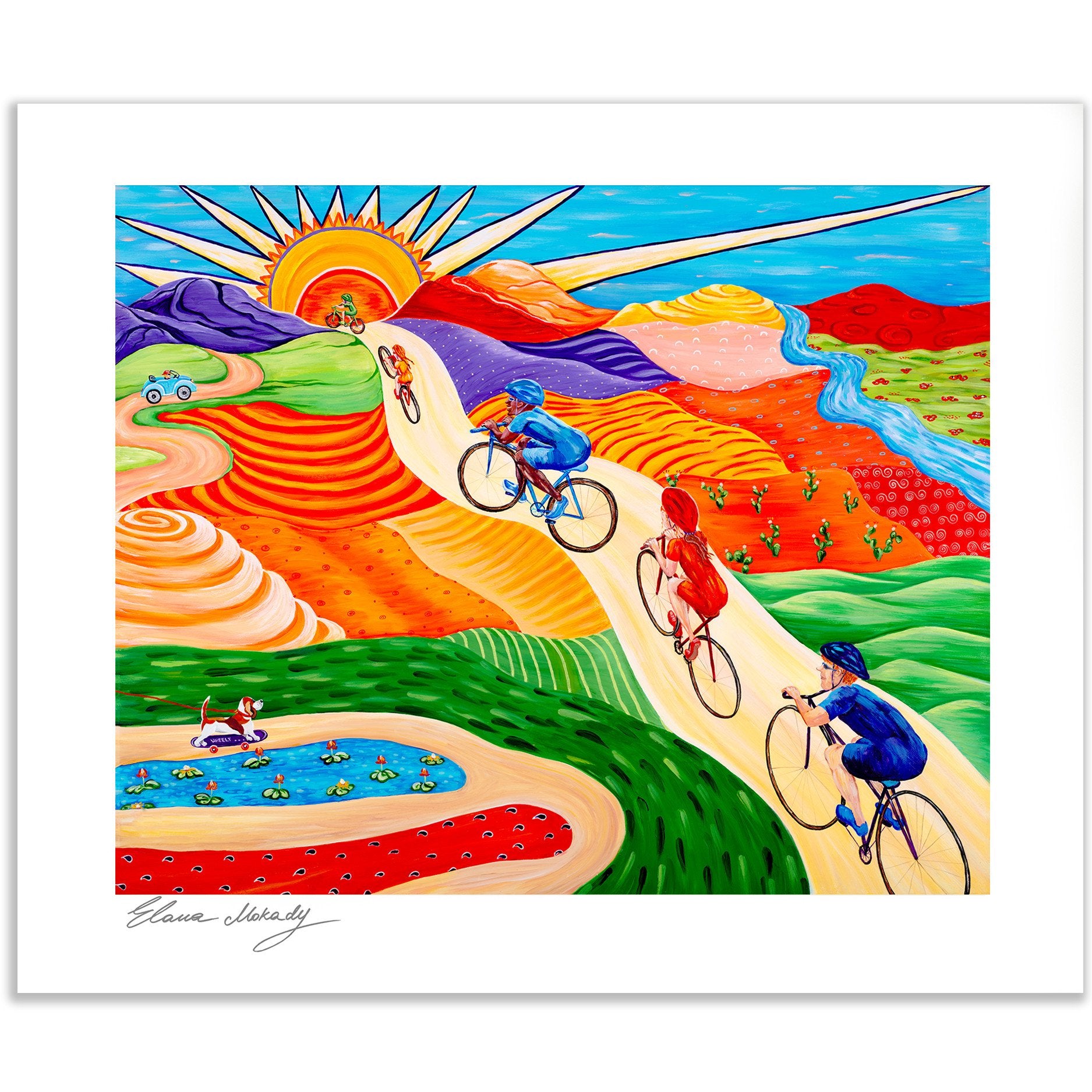 Wheels On Hills Bicycle Sports, Wall Art Paper Print